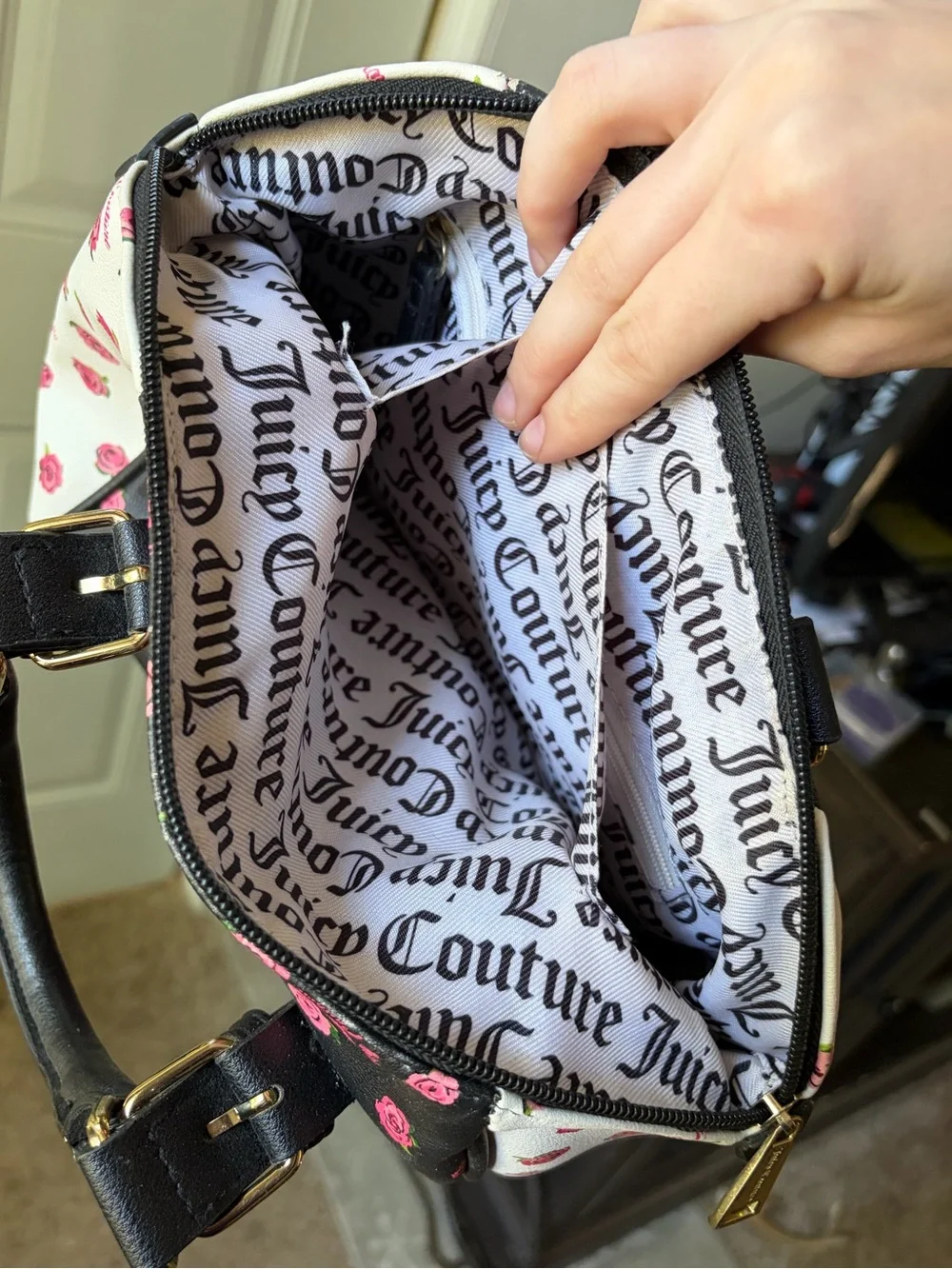 Juicy Couture Rose Shadows Floral Dome Satchel Bag